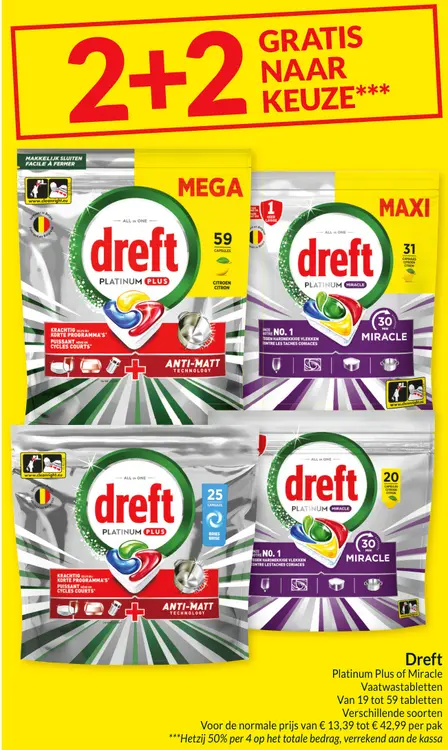 Promotie: Dreft Platinum Plus of Miracle Vaatwastabletten
