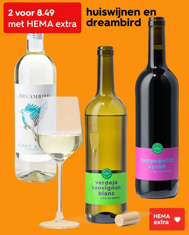 Aanbieding: huiswijnen en dreambird