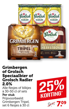 Aanbieding: Grimbergen of Grolsch Speciaalbier of Grolsch Radler 2.0%