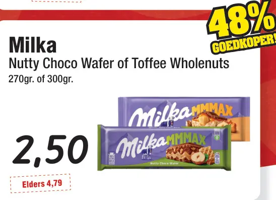 Aanbieding: Nutty Choco Wafer of Toffee Wholenuts