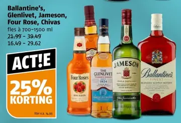 Aanbieding: Ballantine's, Glenlivet, Jameson, Four Rose, Chivas