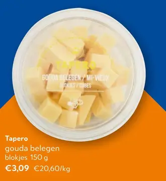 Aanbieding: Tapero gouda belegen blokjes