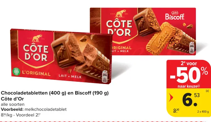 Promotie: Chocoladetabletten en Biscoff Côte d'Or