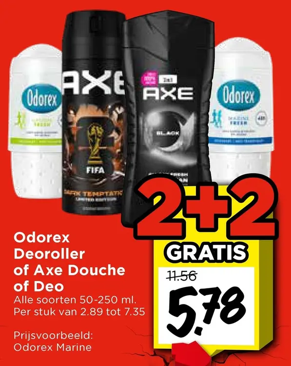 Aanbieding: Odorex Deoroller of Axe Douche of Deo