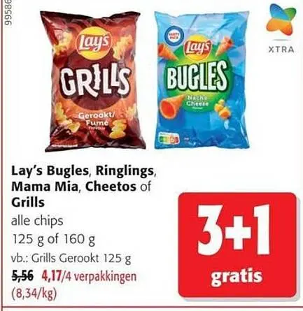 Promotie: Bugles, Ringlings, Mama Mia, Cheetos of Grills