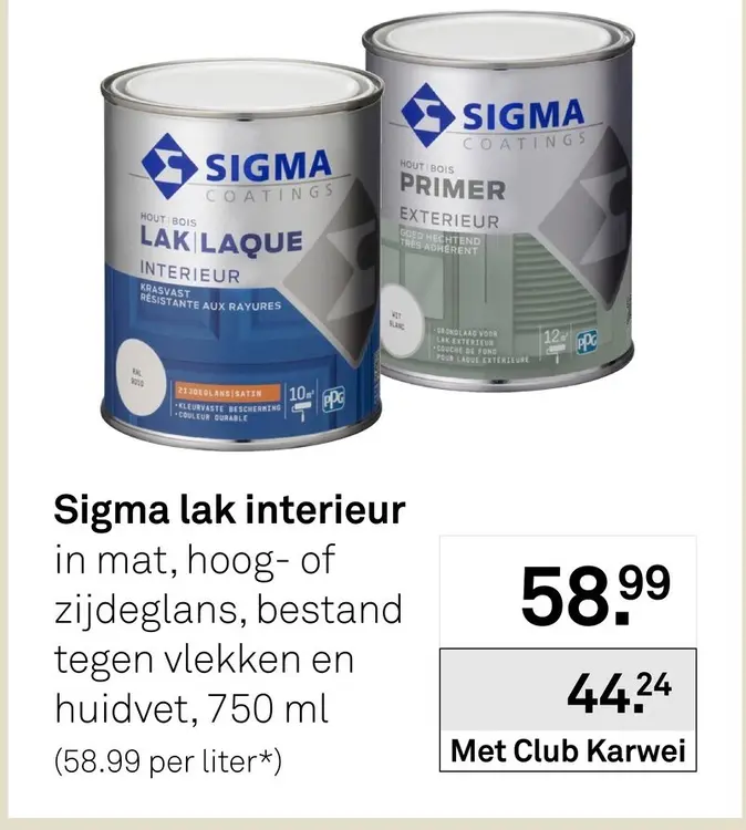 Aanbieding: Sigma lak interieur