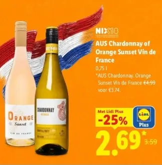 Aanbieding: Chardonnay or Orange Sunset Vin de France