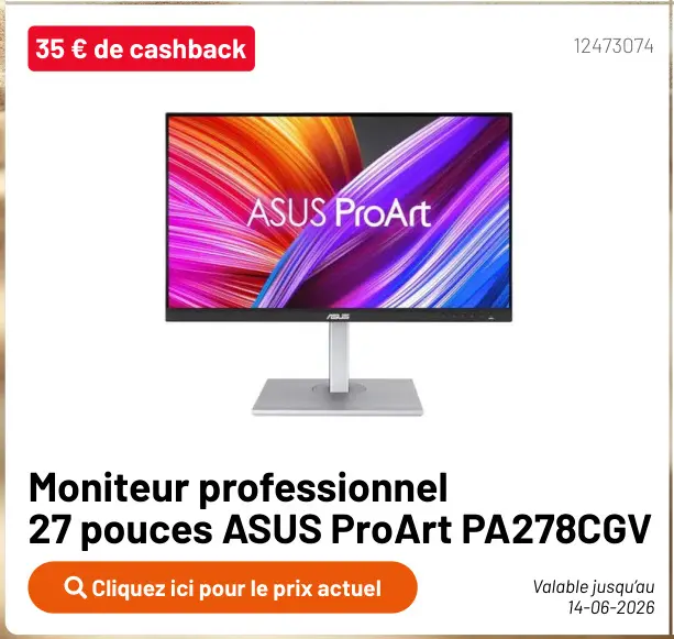 Offre: Moniteur professionnel 27 pouces ASUS ProArt 