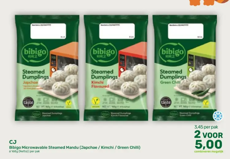 Aanbieding: Microwavable Steamed Mandu (Japchae / Kimchi 