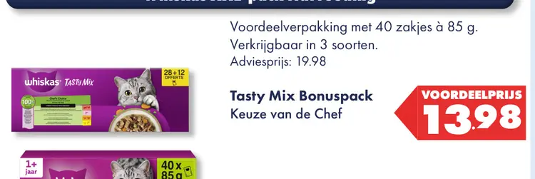 Aanbieding: Whiskas Tasty Mix Chef's Choice 1+ jaar