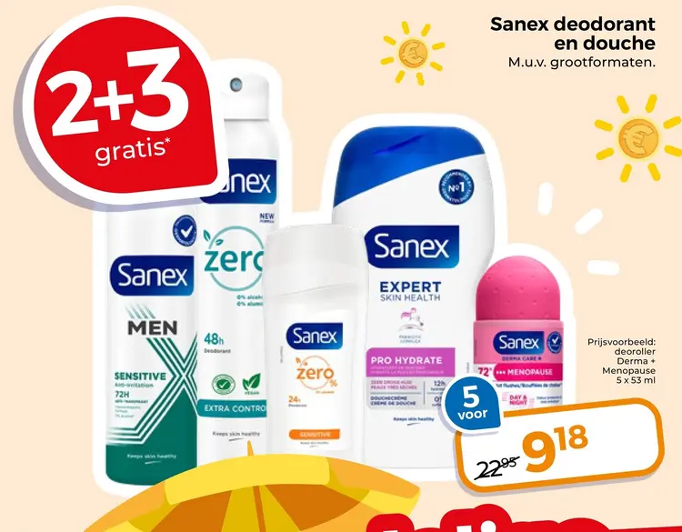 Aanbieding: Sanex deodorant en douche