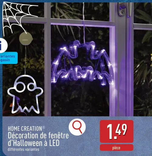 Offre: HOME CREATION® Décoration de fenêtre d'Halloween à LED
