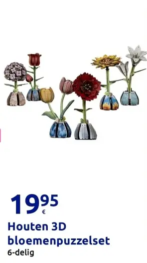 Aanbieding: Houten 3D bloemenpuzzelset