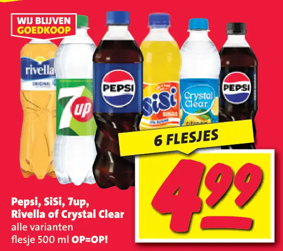 Aanbieding: Pepsi, SiSi, 7up, Rivella of Crystal Clear