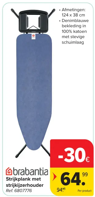 Promotie: Strijkplank met strijkijzerhouder