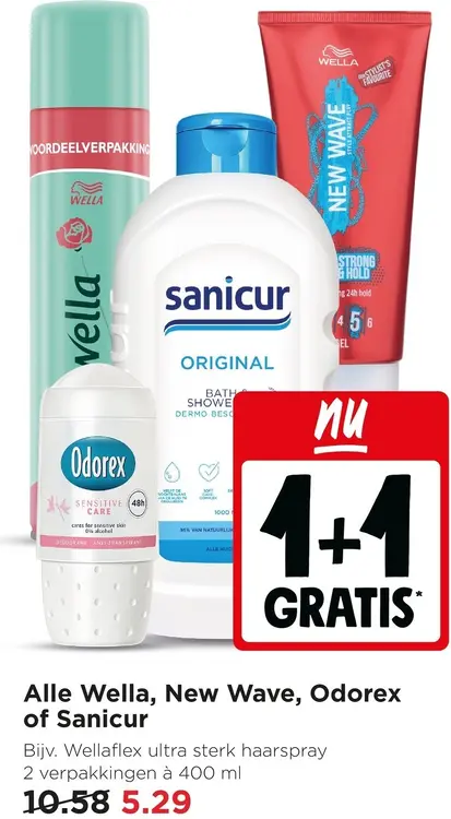 Aanbieding: Wella, New Wave, Odorex of Sanicur