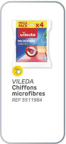 Offre: Chiffons microfibres vileda pack de 4 coloris