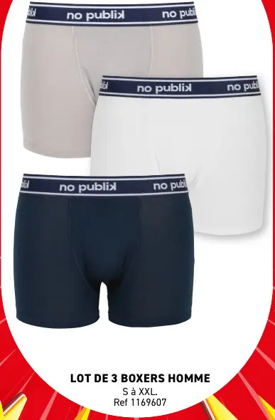Offre: No publix Lot de 3 boxers homme