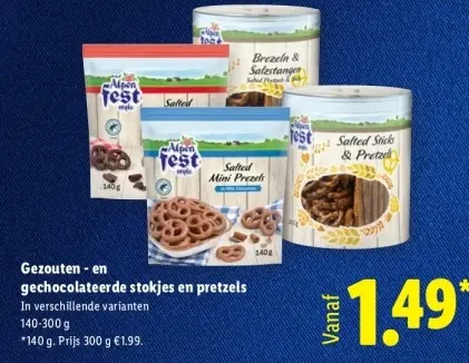 Aanbieding: Gezouten en gechocolateerde stokjes en pretzels