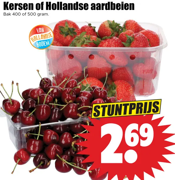 Aanbieding: Kersen of Hollandse aardbeien