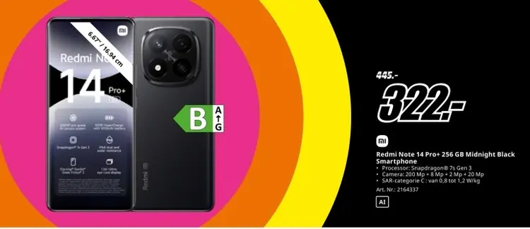 Aanbieding: Redmi Note 14 Pro+ 256 GB Midnight Black Smar