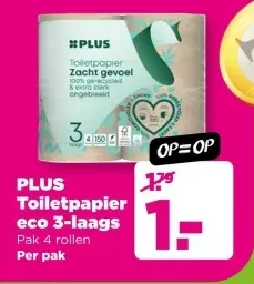 Aanbieding: PLUS Toiletpapier eco 3-laags