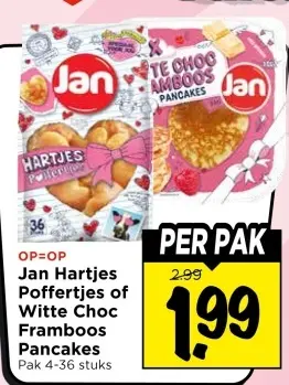 Aanbieding: Hartjes Poffertjes of Witte Choc Framboos Pancakes
