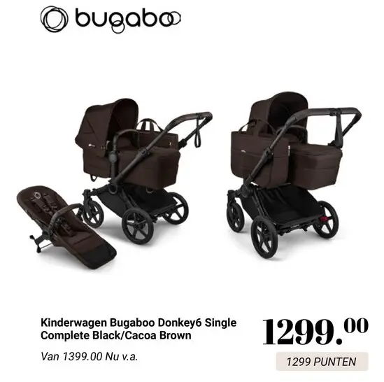Aanbieding: Kinderwagen Donkey6 Single Complete Black/Cacoa Brown