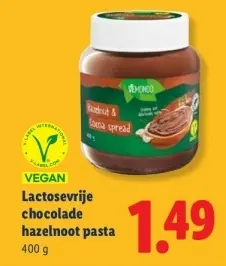 Aanbieding: Lactosevrije chocolade hazelnoot pasta