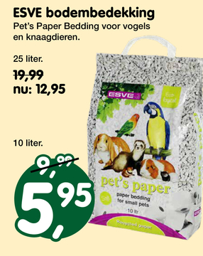 Aanbieding: ESVE bodembedekking Pet's Paper Bedding