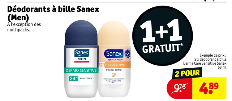 Offre: Déodorants à bille Sanex (Men)