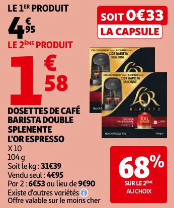 Promotie: Dosettes de café barista double splenente