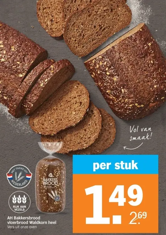 Aanbieding: AH Bakkersbrood vloerbrood Waldkorn heel