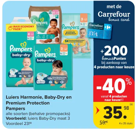 Promotie: Luiers Harmonie, Baby-Dry en Premium Protection Pampers
