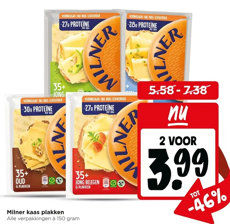 Aanbieding: Milner kaas plakken