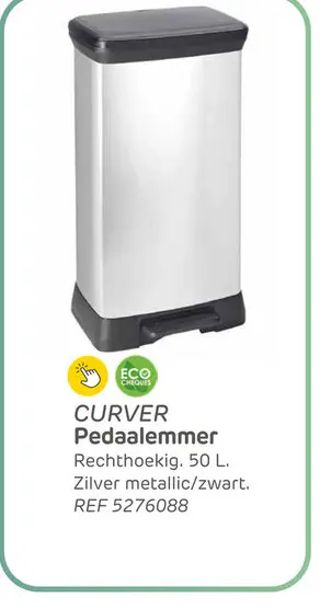 Promotie: Curver pedaalemmer decobin rechthoekig 50l zilver metallic