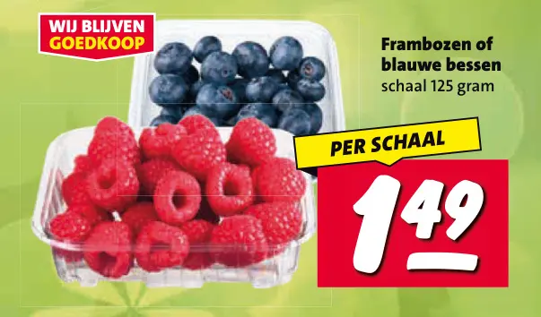 Aanbieding: Frambozen of blauwe bessen