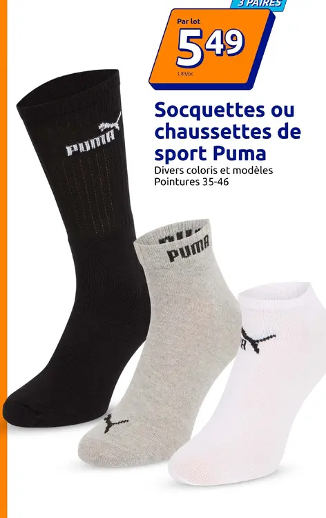 Offre: Socquettes ou chaussettes de sport