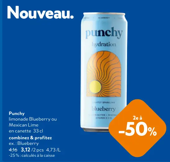 Offre: limonade Blueberry ou Mexican Lime en canette