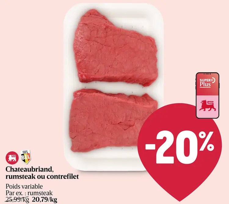 Offre: Chateaubriand, rumsteak ou contrefilet