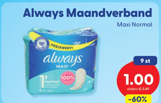 Aanbieding: Always Maandverband Maxi Normal