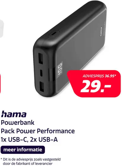 Aanbieding: Hama Power Pack Performance 20, 20000mAh, anthracite