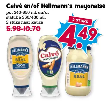 Aanbieding: Calvé en/of Hellmann's mayonaise