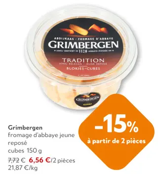 Offre: Grimbergen fromage d'abbaye jeune reposé cube