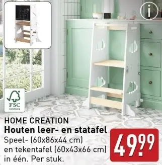 Aanbieding: Houten leer- en statafel