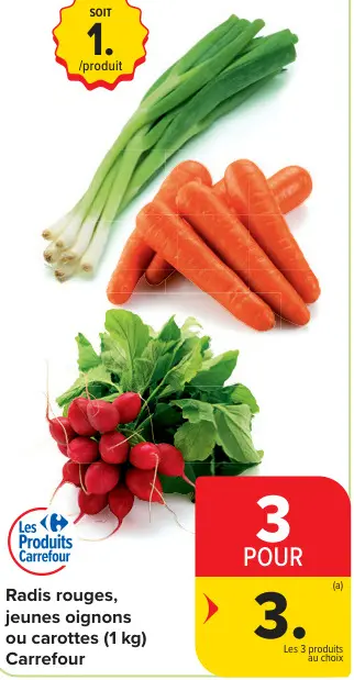 Offre: Radis rouges, jeunes oignons ou carottes