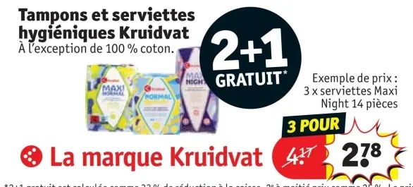 Offre: Tampons et serviettes hygiéniques
