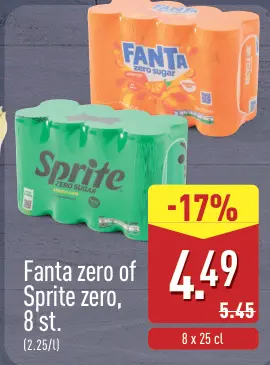 Aanbieding: Fanta zero of Sprite zero