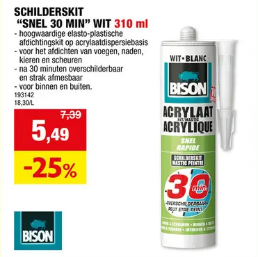 Promotie: Bison acrylaatkit snel 300ml wit