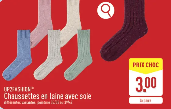 Offre: Chaussettes en laine avec soie